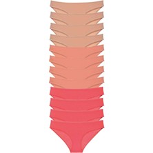 ModaSize 12 Adet Süper Eko Set Likralı Kadın Slip Külot Ten Pudra Fuşya