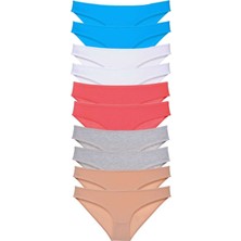 ModaSize 10 Adet Süper Eko Set Likralı Kadın Slip Ten Gri Beyaz Fuşya Mavi
