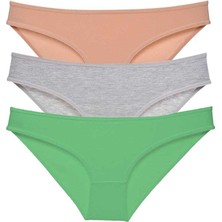 ModaSize 3 Adet Eko Set Likralı Kadın Slip Külot Ten Gri Yeşil