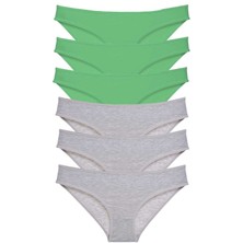 ModaSize 6 Adet Süper Eko Set Likralı Kadın Slip Külot Yeşil Gri