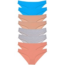 ModaSize 8 Adet Süper Eko Set Likralı Kadın Slip Külot Ten Gri Pudra Mavi