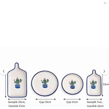 Leblanc Boutique Modern Desenli Seramik Kahvaltı ve Meze Tabağı Seti – 4’lü