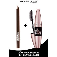Luua Maybelline New York Lash Sensational Yelpaze Etkili Ekstra Siyah Maskara & Tattoo Liner Jel Göz Kalemi - 911 Kahverengi