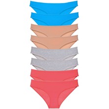 ModaSize 8 Adet Süper Eko Set Likralı Kadın Slip Külot Ten Gri Fuşya Mavi