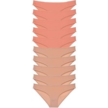ModaSize 10 Adet Süper Eko Set Likralı Kadın Slip Külot Pudra Ten