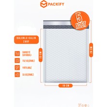 Packify 5 Adet 18X23 cm Beyaz Ekstra Kalın Balonlu Zarf Su Geçirmez Yapışkanlı Kargo Paketleme Torbası