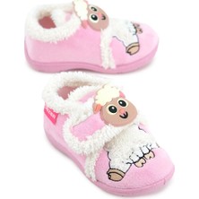 Gezer Unisex Çocuk Bebe Cırtlı Ayarlanabilir Pembe Panduf Ayakkabı Kış Sezonu İçin