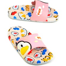 Gezer Kız Çocuk Terlik Pudra Renkli Ördek Desenli Kaydırmaz Taban Yaz Kullanımı İçin