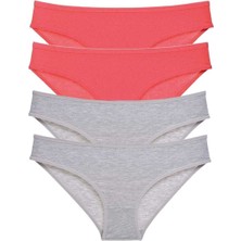 ModaSize 4 Adet Süper Eko Set Likralı Kadın Slip Külot Fuşya Gri