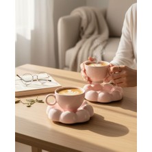 Onedekor 2 Kişilik Puffy Pink Kahve Fincanı