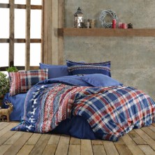 Vionetta Pamuklu ( Poli Cotton) Geyik  Lastikli Çarşaflı 4 Yastıklı Çift Kişilik Nevresim Takımı