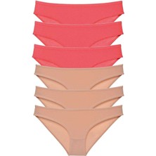 ModaSize 6 Adet Süper Eko Set Likralı Kadın Slip Külot Fuşya Ten