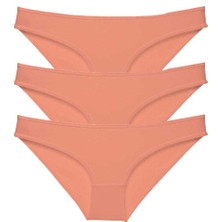 ModaSize 3 Adet Süper Eko Set Likralı Kadın Slip Külot Pudra