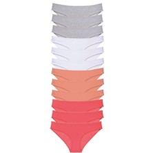 ModaSize 12 Adet Süper Eko Set Likralı Kadın Slip Külot Gri Beyaz Pudra Fuşya