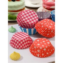 Tasarım Evi 100 Adet Muffin Cupcake Kağıdı, Renkli Kağıt Muffin Kek Kalıbı Desenli