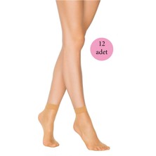 ModaSize 12 Adet Fit 15 Soket Ince Parlak Kısa Çorap Ten