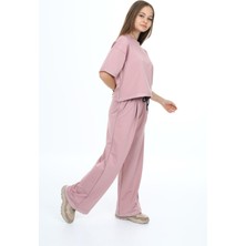 Pantulux Kız Çocuk %100 Pamuk Oversize Yarım Kol Alt-Üst Eşofman TAKIM-EŞT-2012
