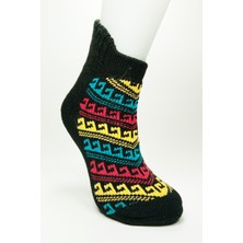 ModaSize Kalın Kışlık Kadın Soket Çorap Yünlü Havlu Ev Giyim Patik Desen 1 Siyah