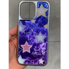 Iphone 16 Pro Max Uyumlu Yıldız Desenli Epoksi Kılıf Simli Parıltılı Silikon Telefon Kılıfı