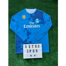 Cristiano Ronaldo 2018 Sezonu Turkuaz Renk Uzun Kol Nostalji Real Madrid Forma / Ronaldo 2018 Turkuaz Forma