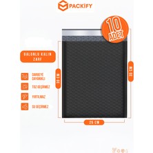 Packify 10 Adet 25X30 cm Siyah Ekstra Kalın Balonlu Zarf Su Geçirmez Yapışkanlı Kargo Paketleme Torbası