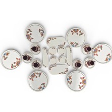 Sudedi Home 32 Parça Gerçek Altın Yaldızlı Kahvaltı Takımı | Lüks | Bulaşık Makinesinde Yıkanabilir