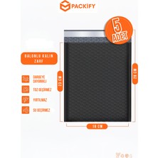 Packify 5 Adet 18X23 cm Siyah Ekstra Kalın Balonlu Zarf Su Geçirmez Yapışkanlı Kargo Paketleme Torbası