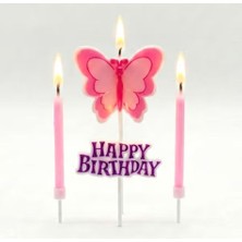 Parti Sürprizi Happy Birthday Kelebek Mum Set