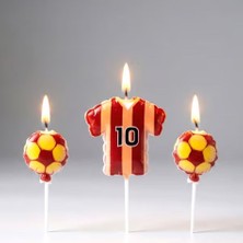 Parti Sürprizi Taraftar Temalı Futbol Topu Sarı Kırmızı Mum Set