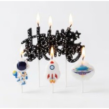 Parti Sürprizi Uzay Teması Happy Birthday 3lü Mum Set