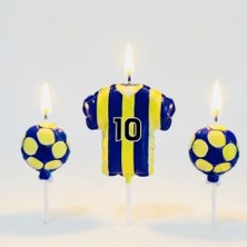 Parti Sürprizi Taraftar Temalı Futbol Topu Sarı Lacivert Mum Set