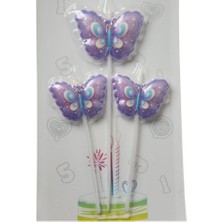 Parti Sürprizi Mor Kelebek 3 Lü Mum Set