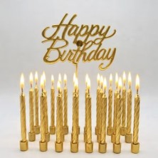 Parti Sürprizi Gold Happy Birthday Burgulu 10 Lu Mum Set