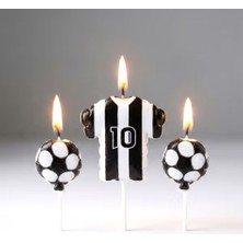 Parti Sürprizi Taraftar Temalı Futbol Topu Siyah Beyaz Mum Set