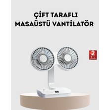 Eco Lounge Kablosuz USB Şarjlı 720° Döner Masaüstü Fan – Çift Taraflı Serinlik ve Gece Lambası