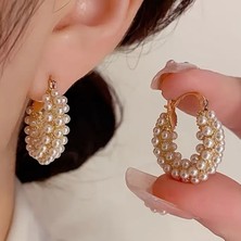 Ekinoksen Zarif ve Romantik Şık  Incili Halka Küpe