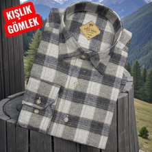 Eren Style Klasik %100 Cotton Uzun Kollu Yakası Gizli Düğmeli Kışlık Flanel Gömlek (Regular Kalıp)