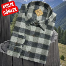 Eren Style Klasik %100 Cotton Uzun Kollu Yakası Gizli Düğmeli Kışlık Flanel Gömlek (Regular Kalıp)