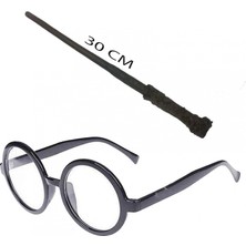 MiraLive Harry Potter Asası ve Siyah Çerçeveli Gözlük Seti