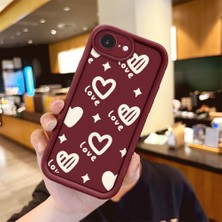 Ucuc iPhone 16E Uyumlu Anti-Çarpma Kamerası Koruma Eğlenceli Desen Burgundy Silikon Kılıf