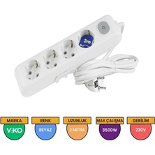 Viko Multi-Let Dörtlü Grup Priz Anahtarlı Topraklı Kablolu Çocuk Korumalı 3 mt