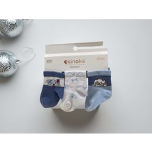 Ekinoks Köpekli Üçlü Bebek Çorap - RYZEÇ028 - Mavi - 0 - 6 Ay Mavi