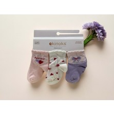 Ekinoks Honey Kalpli Üçlü Bebek Çorap - RYZEÇ029 - Pembe - 0 - 6 Ay Pembe