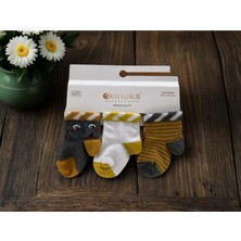 Ekinoks Fil Desenli Üçlü Bebek Çorap - RYZEÇ026 - Antrasit - 0 - 6 Ay Antrasit