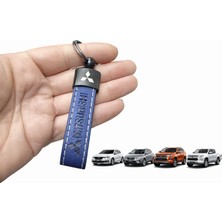 Stilix Garage Mitsubishi Suni Deri Anahtarlık Şık Tasarım Dayanıklı Lacivert 1 Adet