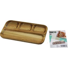 Go İthalat Akasya Dikdörtgen  4 Bölmeli=3+1  Ahşap Servis Sunum Tepsi - Tahtası  25 x 14 x 1.4cm (5468)