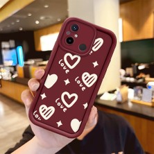 Ucuc Xiaomi Redmi 12C/11A Uyumlu Anti-Çarpma Kamerası Koruma Eğlenceli Desen Burgundy Silikon Kılıf