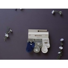 Ekinoks Ayıcık Desenli Üçlü Bebek Çorap - RYZEÇ024 - Lacivert - 12 - 18 Ay Lacivert