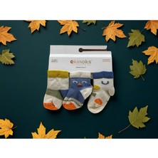 Ekinoks Renkli Çizgili Üçlü Bebek Çorap - RYZEÇ027 - Oranj - 12 - 18 Ay Oranj