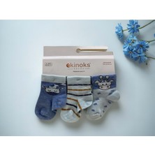 Ekinoks Zürafa Desenli Üçlü Bebek Çorap - RYZEÇ023 - Mavi - 12 - 18 Ay Mavi